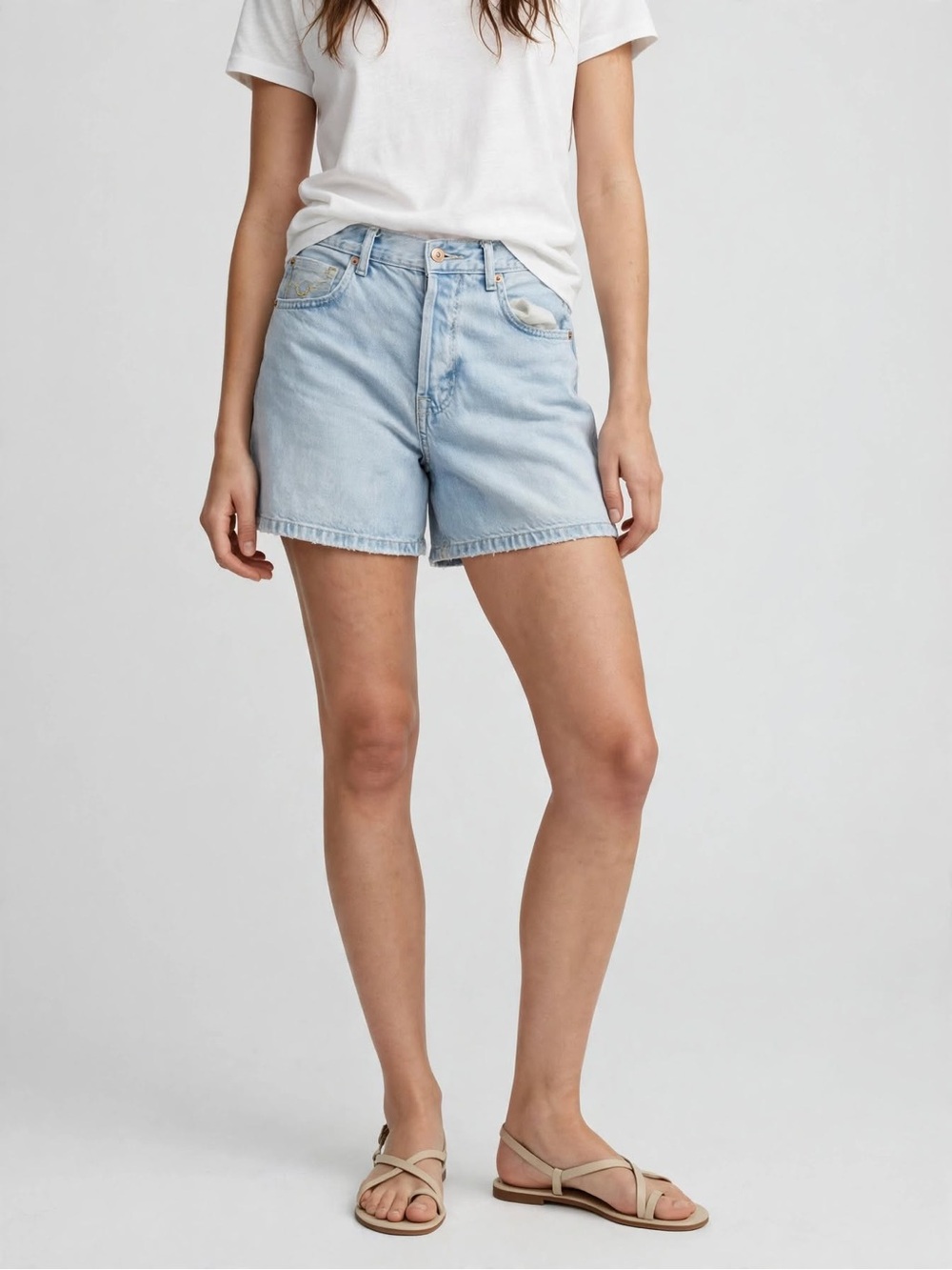 Free People We The Free Light Wash Button Fly Denim Shorts 28 High Rise